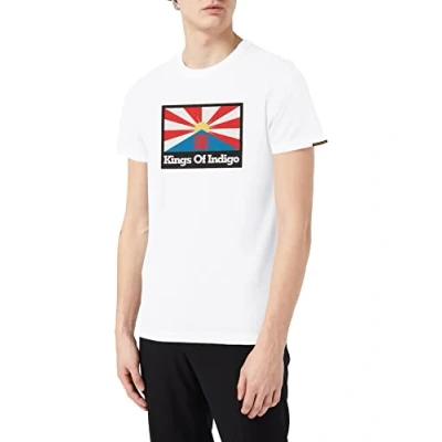 Abbildung von Kings of Indigo Herren Darius T Shirt, Weiß (Rising Sun Flag White 7117), Medium (Herstellergröße:M/)