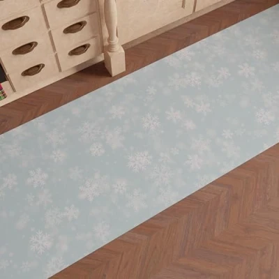 Abbildung von PETTI Artigiani Italiani Weihnachtlicher Küchenteppich, Läufer für die Küche, Weihnachtsteppich, rutschfest und waschbar, Teppich Weihnachten, 52 x 480 cm, Snow, Made in Italy