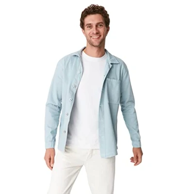 Abbildung von Trendyol Herren Regular Basic Plain Denim Jacke Coat, Mint, L EU