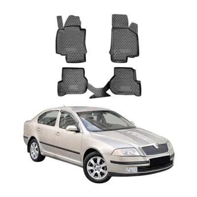 Abbildung von OMAC Gummimatten Fußmatten kompatibel mit Skoda Octavia 2008 2012 TPE Automatten Schwarz 4X