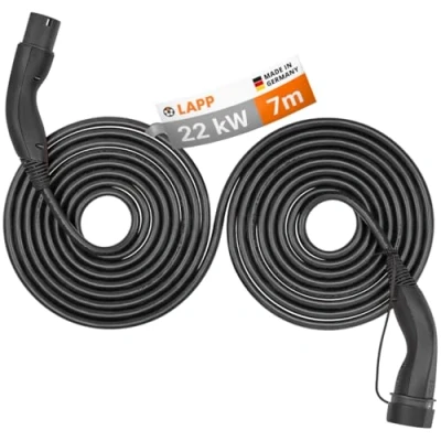 Abbildung von Selbstaufrollendes Ladekabel Typ 2, bis zu 22 kW, 7 m, schwarz