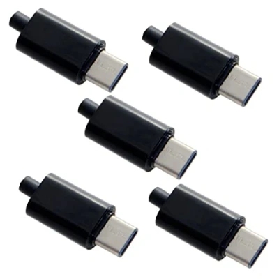 Abbildung von cablecc 5 Set DIY 24pin USB 3.1 Typ C Stecker SMT mit schwarzer Gehäuseabdeckung