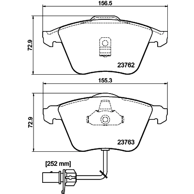 Abbildung von HELLA 8DB 355 009 141 Bremsbelagsatz mit integriertem Verschleißwarnkontakt AUDI: A6 C5 Avant, Limousine, Allroad
