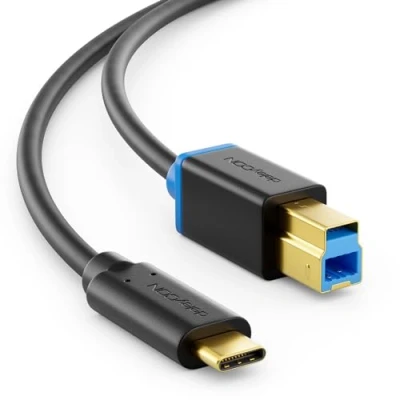 Abbildung von deleyCON 0,5m USB 3.0 Druckerkabel Scannerkabel Stecker Typ 3.1 C auf B 5 Gbit/s Datenkabel für z.B. Computer Drucker Externe Festplatte Schwarz