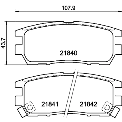 Abbildung von HELLA 8DB 355 016 471 Bremsbelagsatz mit akustischer Verschleißwarnung MITSUBISHI: Space Wagon III, PAJERO 2, L400 / Gear Bus