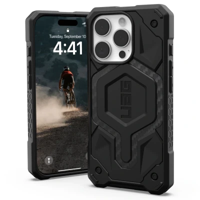 Abbildung von Apple iPhone 16 Pro Hülle MagSafe Kunststoff UAG Hard Case/Backcover Handyhülle Schwarz Shockproof/Stoßfest