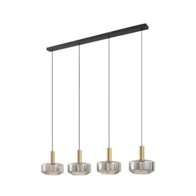 Abbildung von Lindby Hängeleuchte Hildur, 4 flg., 118 cm, rauchgrau, Glas
