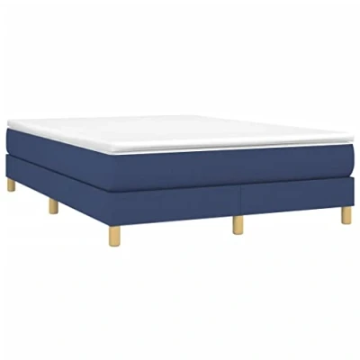 Abbildung von vidaXL Bettgestell, Polsterbett Bett für Schlafzimmer, Bettrahmen mit Lattenrost, Schlafzimmerbett Doppelbett, Blau 140x200cm Stoff