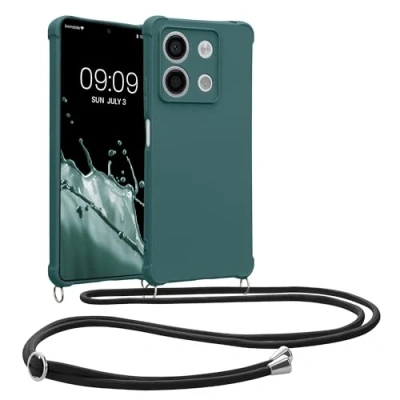 Abbildung von kwmobile Necklace Case kompatibel mit Xiaomi Redmi Note 13 5G Hülle Cover Kordel zum Umhängen Silikon Schutzhülle Petrol
