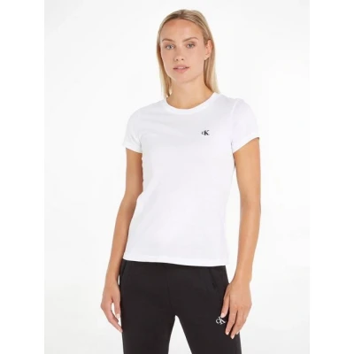 Abbildung von Calvin Klein Jeans Embroidery SLIM TEE Tshirt basic, Damen, Größe: XS, Bright white