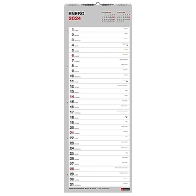 Abbildung von Miquelrius Wandkalender 2024 Basic, Größe 155 x 430 mm, mit Platz zum Notieren, Doppelspiralbindung, Spanisch