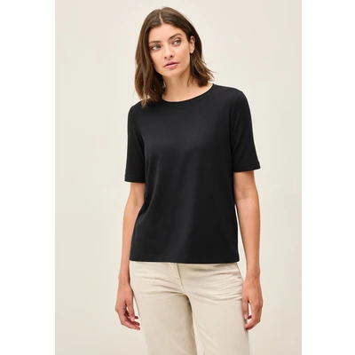 Abbildung von CECIL Damen 3225993 Basic Rundhals T Shirt, Schwarz, L