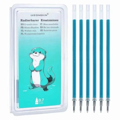 Abbildung von LVZONGXIN Ersatzminen, Kompatibel Mit Legami, [ Blau, 12er], Spitze 0,7mm,Höhe 13 cm, Radierbare Tintenrolle (Türkisblau, 6)