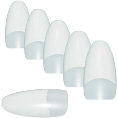 Abbildung von 100 Kunstnagel Tips Oval Natur mit Anklebefläche in Tipbox