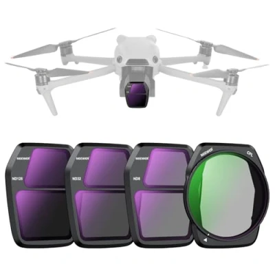 Abbildung von NEEWER ND Filter Set, kompatibel mit DJI Air 3S, 4 Stück, ND8 + ND32 ND128 CPL Neutraldichte, zirkulärer Polarisator, sicheres Drohnenzubehör, schlankes, mehrfach beschichtetes optisches HD Glas,
