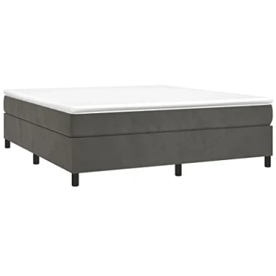 Abbildung von vidaXL Boxspringbett mit Matratze Doppelbett Polsterbett Bettgestell Bett Hotelbett Bettrahmen Lattenrost Schlafzimmerbett Dunkelgrau 160x200cm Samt