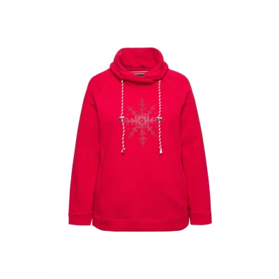 Abbildung von Ulla Popken LONG Sleeve Standup Collar Snowflake Sweatshirt, Damen, Größe: 42/44, Salsa