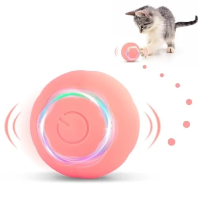 Abbildung von KEWUZY Katzenspielzeug Elektrisch Katzenball mit LED Licht,360 Grad Ball Automatischer Modellierung von Katzenpfoten Interaktives USB Wiederaufladbarer für Katzen (Rosa)
