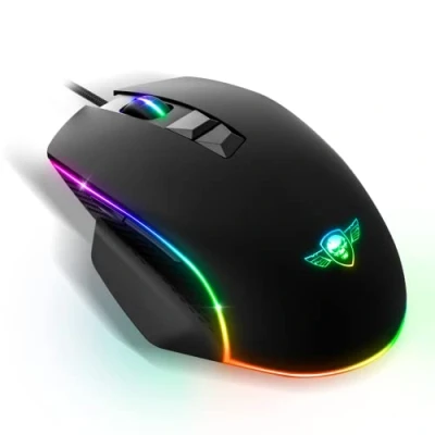 Abbildung von SPIRIT OF GAMER Pro M1, Gaming Maus Kabelgebunden, 7 Programmierbare Knöpfe, Optischer Sensor 8000 DPI, Hintergrundbeleuchtung RGB, Mouse Ergonomische mit Daumenstütze, Kompatibel PC