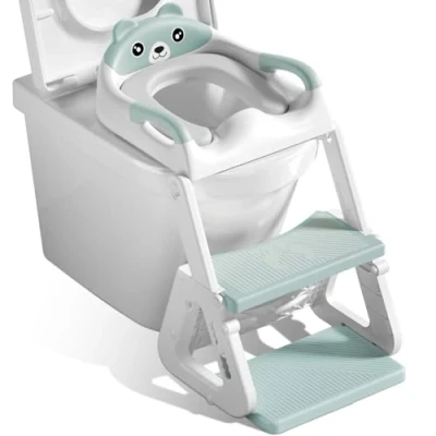 Abbildung von JEDWKFA Toilettensitz Kinder Mit Treppe, Toilettenleiter für Kinder, Töpfchen Rutschfest, Klappbar, Höhenverstellbar, WC Sitz Jungen und Mädchen,