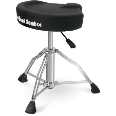 Abbildung von XDrum BeatSeat Drumhocker pneumatischer Schlagzeug Hocker Sitzfläche in Sattelform Bezug aus schwarzem Kunstleder Höhenverstellung von 45 60 cm