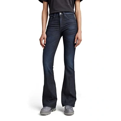 Abbildung von G Star 3301 Flare Flared Jeans, Damen, Größe: 27x30, Naval blue cobler