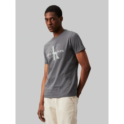 Abbildung von Calvin Klein Jeans Herren T Shirt Kurzarm Rundhalsausschnitt, Grau (Endless Grey), XL