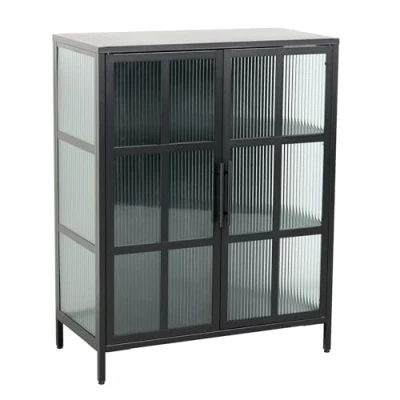 Abbildung von riess ambiente.de Industrial Vitrine DURA Steel 80cm schwarz Metall Riffelglas
