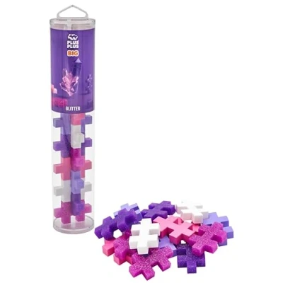 Abbildung von Plus 9603432 Kreativ Bausteine Tube, Big Glitzer, Geniales Konstruktionsspielzeug, 15 Teile, 38 cm