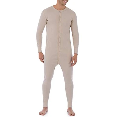 Abbildung von Fruit of the Loom Herren Premium Thermal Union Suit Pyjamahose, Haferflocken (Oatmeal), X Large