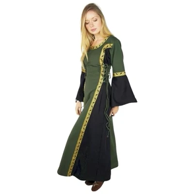 Abbildung von Leonardo Carbone Ritter Kostüm Mittelalterliches Kleid mit Bordüre &quot;Sophie&quot; Grün/Schwarz S
