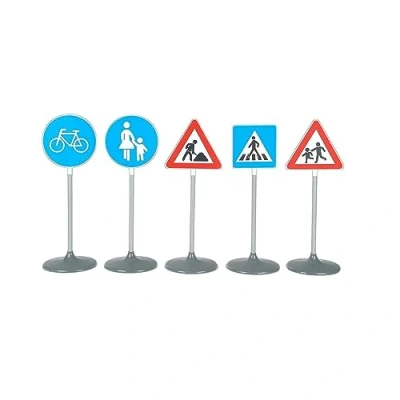 Abbildung von Theo Klein 2993 Verkehrszeichen Set 5 teilig I Übungszeichen für Verkehrserziehung Kleiner Rad und Rollerfahrer/innen Höhe der Verkehrszeichen: ca. 70 cm Spielzeug Kinder ab 3 Jahren
