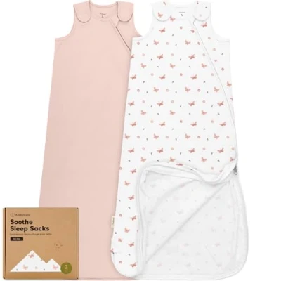 Abbildung von KeaBabies 2er Pack Bio Schlafsäcke 100% Baumwolle Babyschlafsack, tragbare Babydecke, Schlafsack für Babys, Pucksack Kleinkinder, Neugeborene, Säuglingsschlafsack, Mädchen,Junge (Butterflies, L)