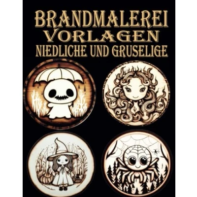 Abbildung von Brandmalerei Vorlagen: Niedliche und gruselige Designvorlagen zum Abpausen, Pyrographie Muster