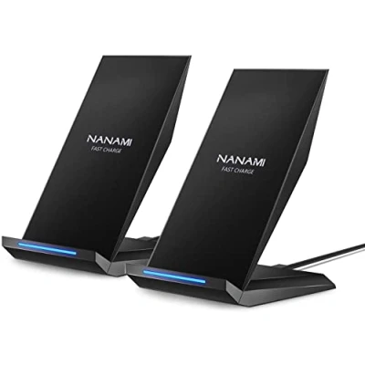 Abbildung von NANAMI Wireless Charger, 2 Pack 10W induktive ladestation für Samsung Galaxy S24 S23 S22 S21 S20 S10 S9 Note 20 Plus Ultra, 7.5W Qi Kabelloses Ladegerät iPhone 16 15 14 13 12 11 Max XR X Pro Mini