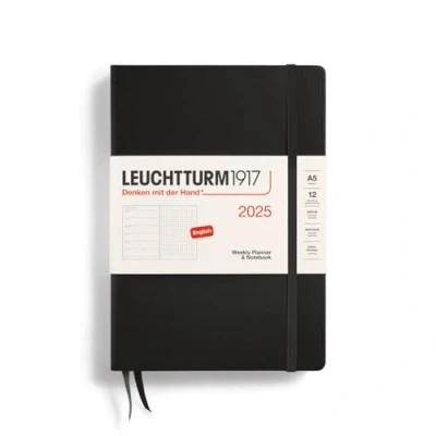 Abbildung von LEUCHTTURM1917 370660 Wochenkalender &amp; Notizbuch Dotted Medium (A5) 2025, Schwarz, Englisch