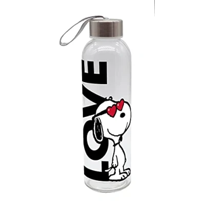 Abbildung von GEDA LABELS Unisex Jugend Peanuts Love Trinkflasche, Glasflasche, Mehrfarbig, 500 ml