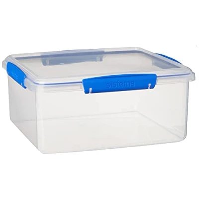 Abbildung von Sistema KLIP IT Frischhaltedose 5 l stapelbare und luftdichte Vorratsdose mit Deckel geeignet für Kühl /Gefrierschrank BPA freier Kunststoff blaue Clips 1 Stück