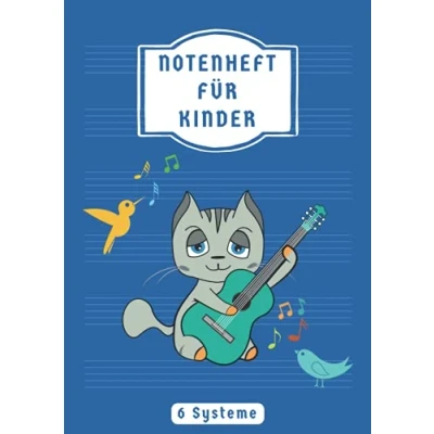 Abbildung von Notenheft für Kinder: Din A4 Große Linien 6 Systeme Schule Musikheft Kinder &amp; Anfänger mit Hilfslinien Notenlinien 100 Seiten