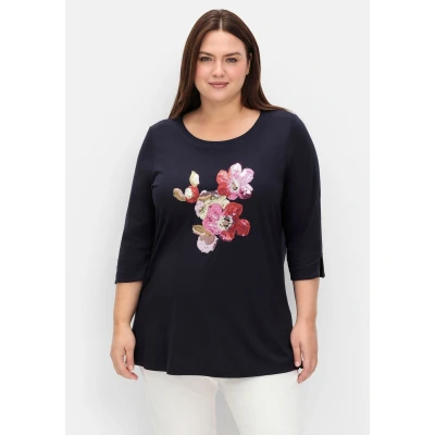 Abbildung von Sheego Langarmshirt, Damen, Größe: 40/42, Tiefblau