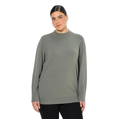 Abbildung von Ulla Popken Stehkragen Strickpullover, Damen, Größe: 54/56, Gray green