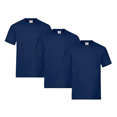 Abbildung von Fruit of the Loom Herren Heavy T Shirt 3er Pack, 3 x Navy &amp; 1 HL Kauf Notizblock, M