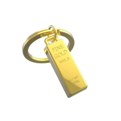 Abbildung von Metalmorphose MTM044 Schlüsselanhänger Goldbarren, goldfarben, 3.5, Zeitgenössisch