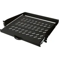 Abbildung von DIGITUS Ausziehbarer Fachboden 19 Zoll 2HE Befestigung Vorne Traglast 30 kg Für Netzwerkschänke &amp; Serverschränke Ab 450 mm Schranktiefe Schwarz