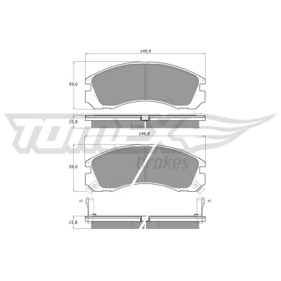 Abbildung von TOMEX brakes TX 15 03 Bremsbelagsatz Vorderachse mit akustischer Verschleißwarnung MITSUBISHI: Outlander 3, 2 SUV, Lancer 8 Schrägheck