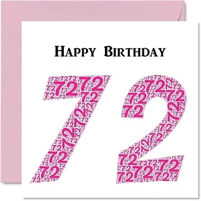 Abbildung von lustige Geburtstagskarte zum 72. Geburtstag für Frau Shapecloud Happy Birthday Karte Vater, Mutter, Großvater, Oma, Onkel, Tante, 145 mm x Grußkarten,