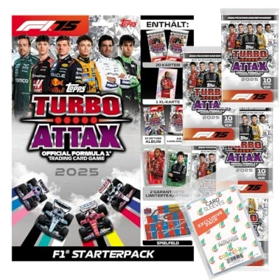 Abbildung von Bundle mit Topps Turbo Attax Formel 1 2025 Trading Cards + Exklusive Collect it Hüllen (1 Starter 5 Booster)