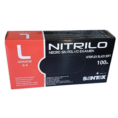 Abbildung von Nitril Handschuh schwarz L 100 Stück SANTEX