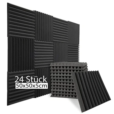 Abbildung von sunnypillow Akustikplatte Akustikschaumstoff Schalldämmmatten zur effektiven Akustik, 24 Stück, 50x50x5cm