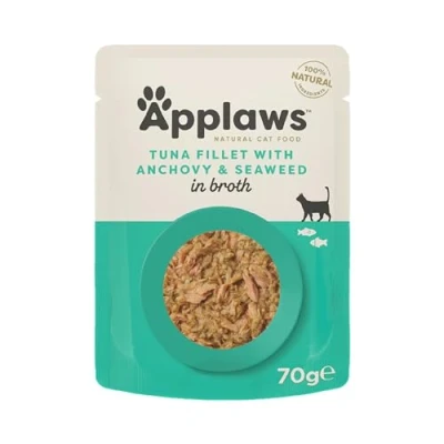 Abbildung von Applaws Premium Natural Katzenfutter Nass, Thunfischfilet mit Sardellen in Brühe 70g Portionsbeutel (12x70g )